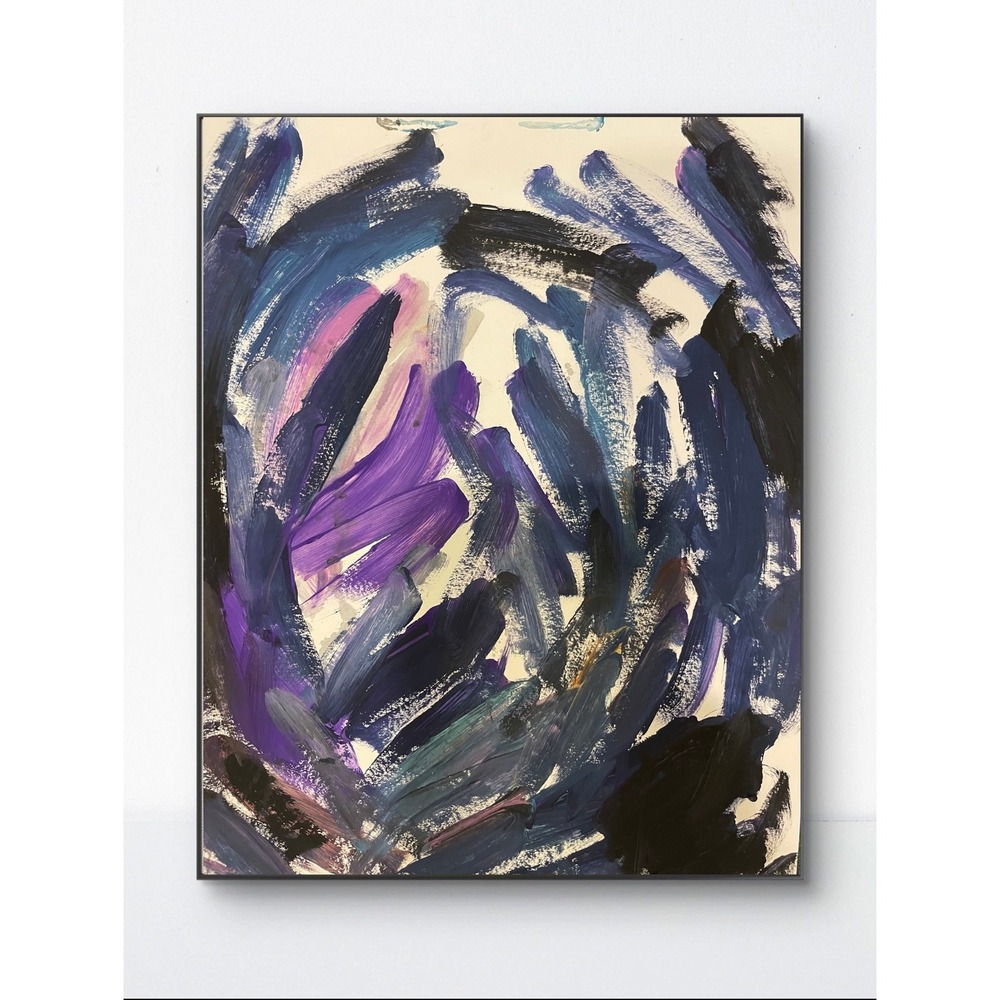 OMAN Violet Vortex Abstract Expressionist Painting 11x14 Dark Academia Brutalist